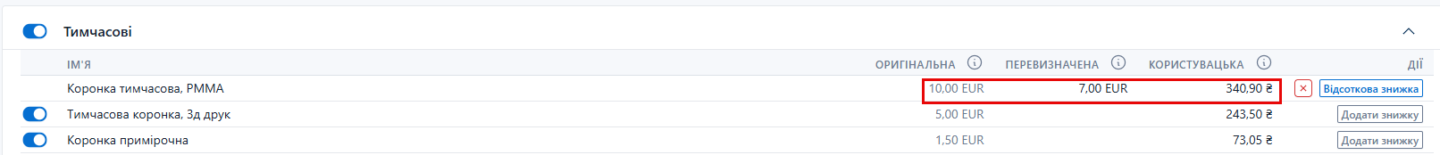 Результат знижки