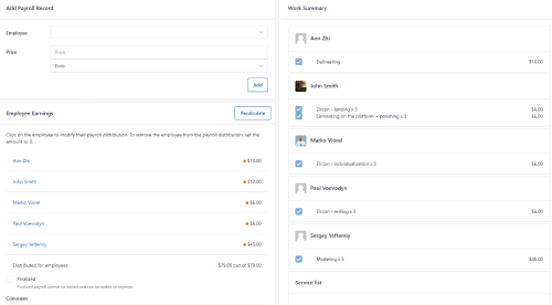 Payment based on completed tasks